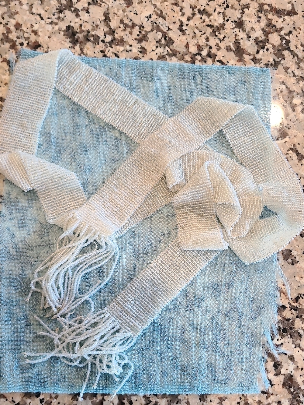 White Beaded Vintage Belt Or Scarf with Fringe Accent
